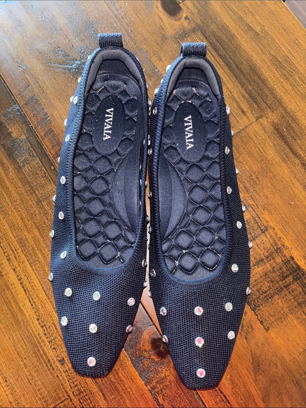 Vivaia Bejeweled Navy Flats